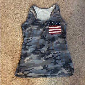 Camo and American flag tank top